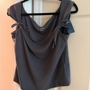 Hollister Charcoal Tie-Shoulder Draped Tank